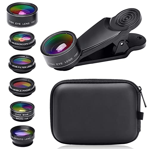 Handy Objektiv, 7 in 1 Handy Objektiv Kamera Linse Kit, Clip On Kamera Adapter für Smartphones, 210° Fisheye Objektiv mit Universal Klammer für alle Handys geeignet und Tablets (B-Altes Modell) von Toothbace