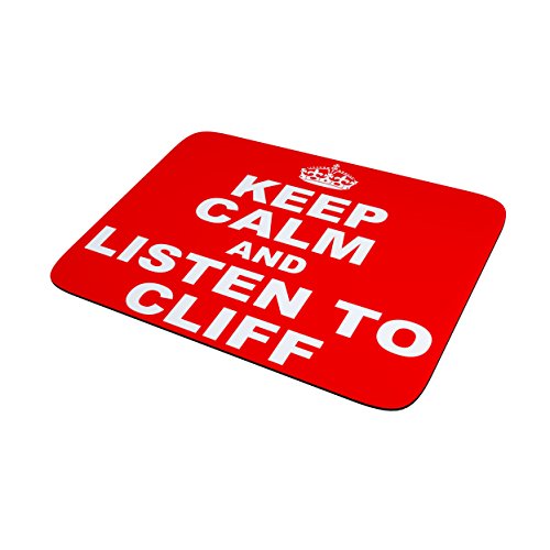 Hochwertiges, schweres Mousepad mit Aufschrift "Keep Calm and Listen to Cliff Richard" von Top Banana Gifts
