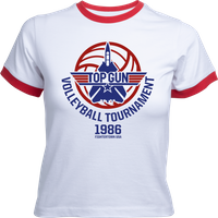 Top Gun Volleyball Tournament Women's Cropped Ringer T-Shirt - White Red - XS von Top Gun