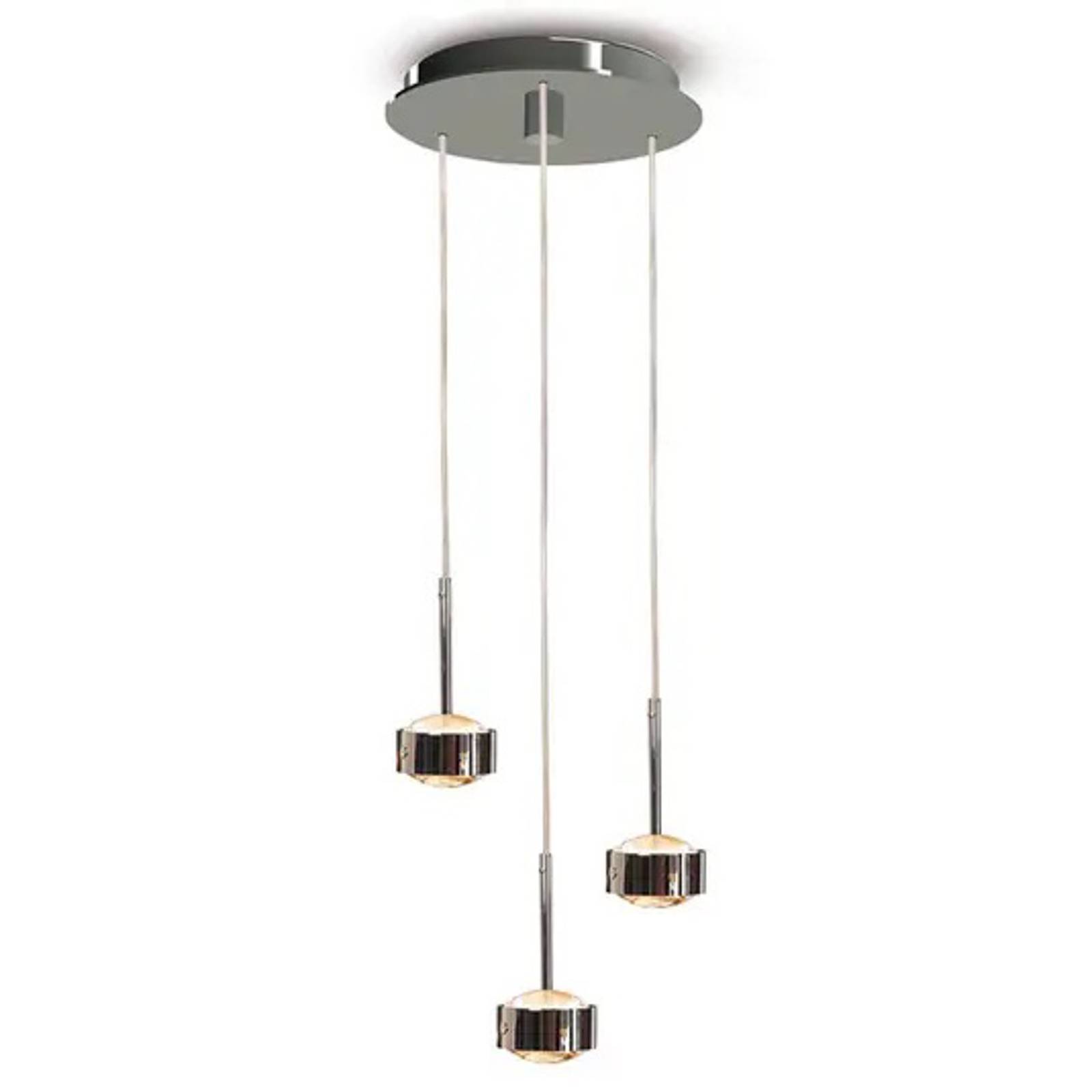 Hängeleuchte Puk Drop Trio, nickel matt, 3-flg., G9 Hängeleuchte Puk Drop Trio, nickel matt, 3-flg., G9 von Top Light