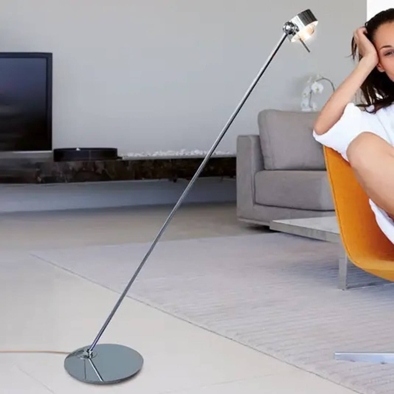LED-Stehlampe Puk Floor Mini Single chrom matt LED-Stehlampe Puk Floor Mini Single chrom matt von Top Light
