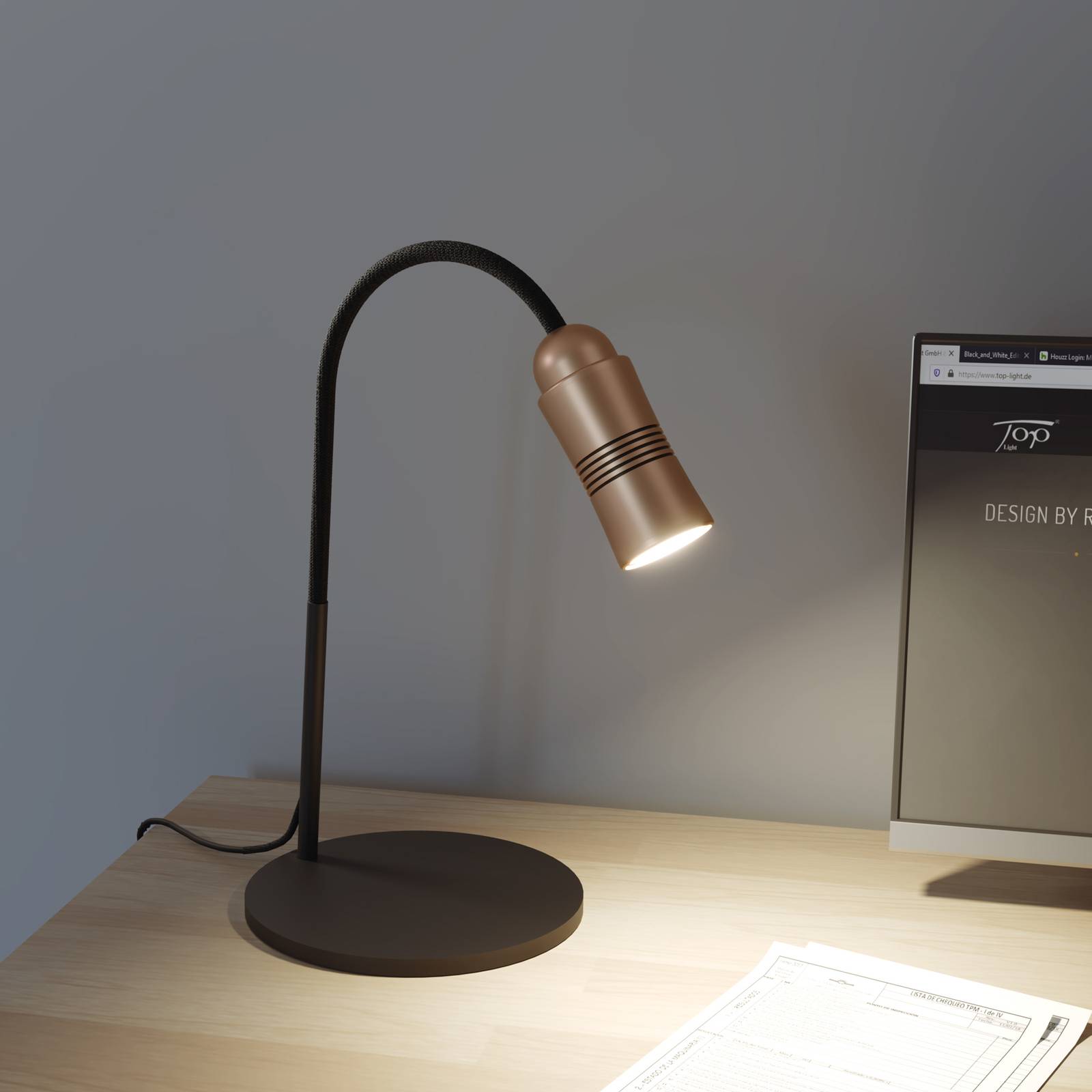 Neo! Table LED-Tischlampe dimmbar kupfer/schwarz von Top Light
