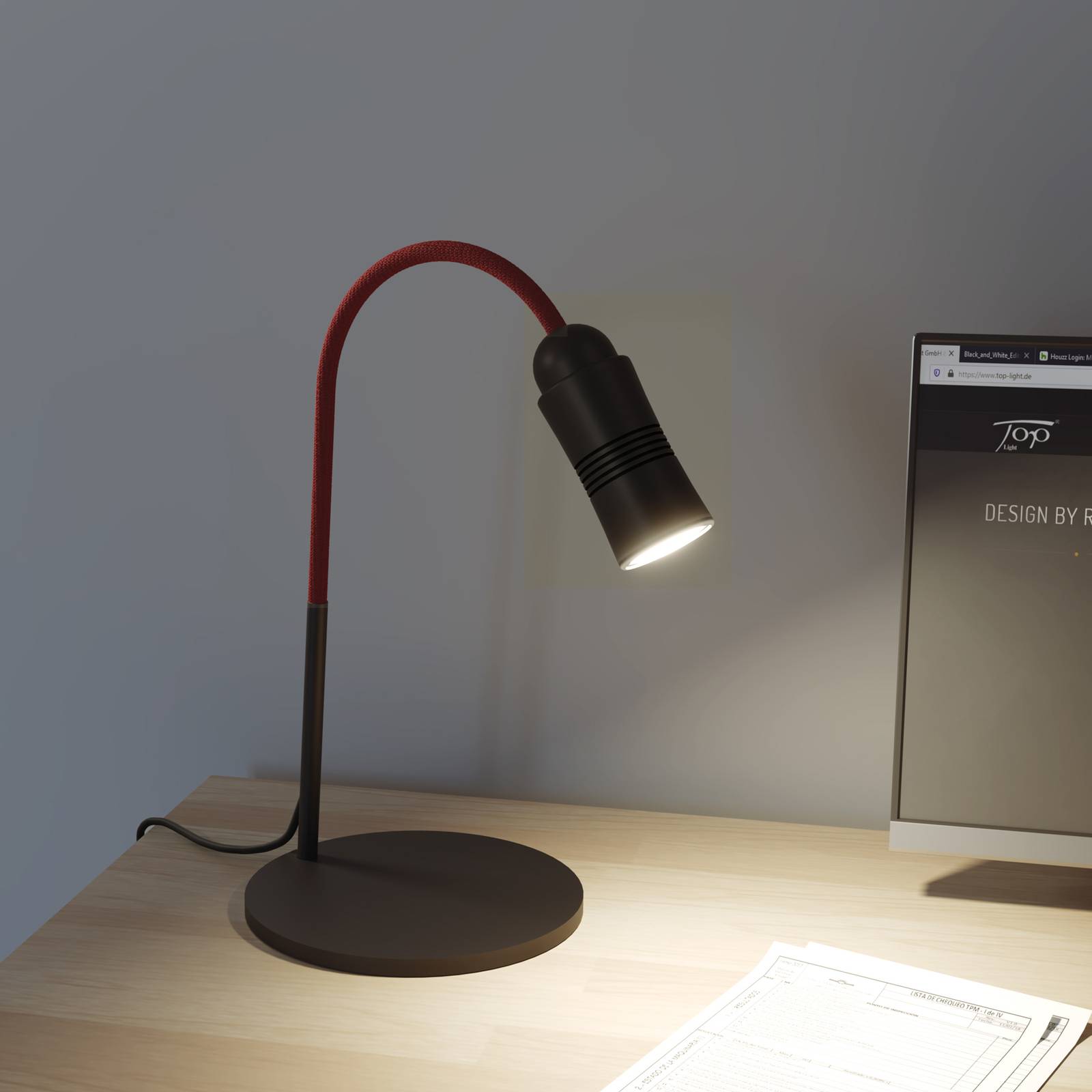 Neo! Table LED-Tischlampe dimmbar schwarz/rot von Top Light