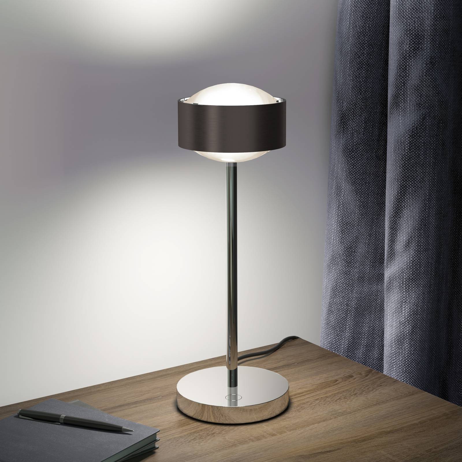 Puk! 120 Eye Table LED, Linsen matt, braun/chrom von Top Light