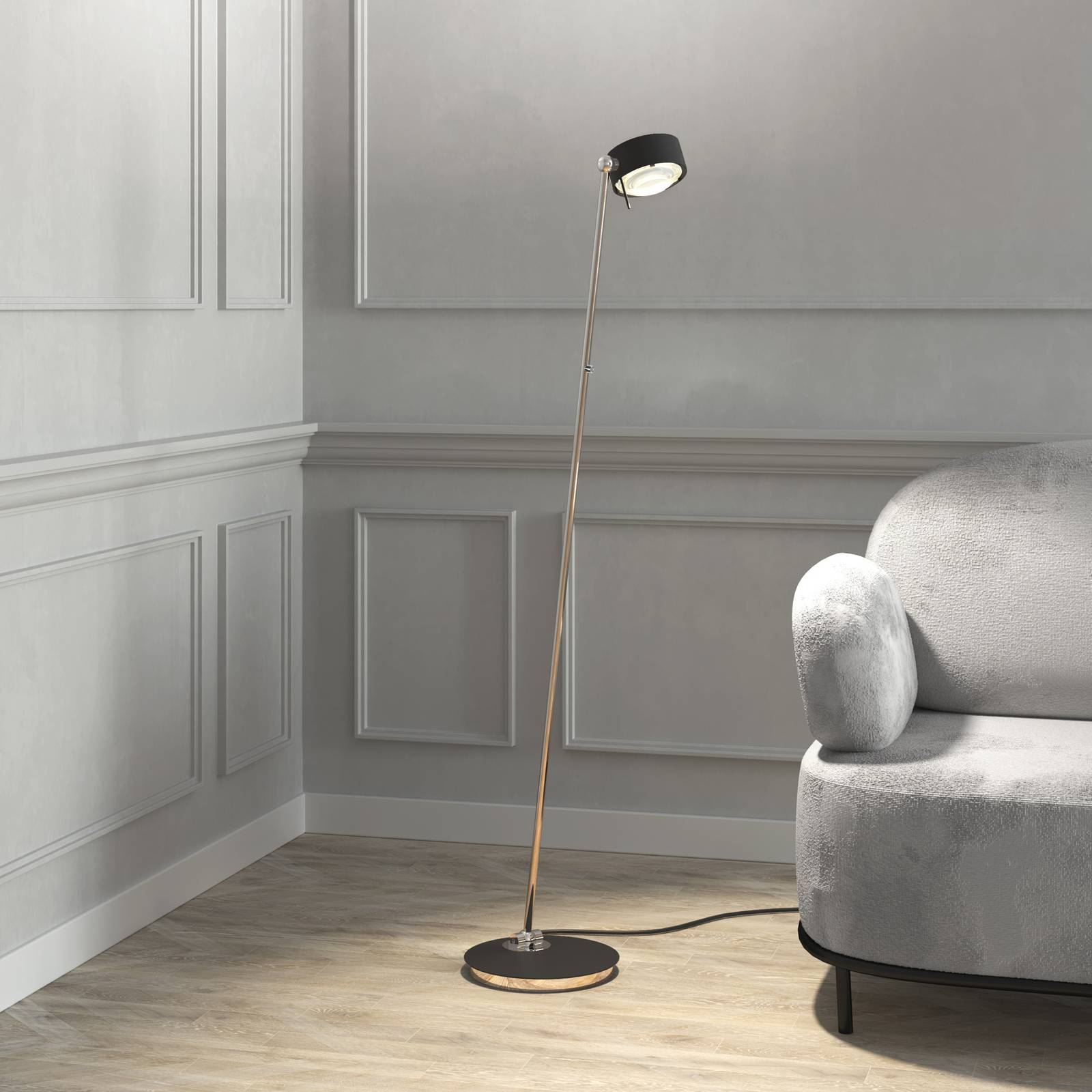 Puk! 120 Floor LED Linsen klar/matt, schwarz/chrom Puk! 120 Floor LED Linsen klar/matt, schwarz/chrom von Top Light