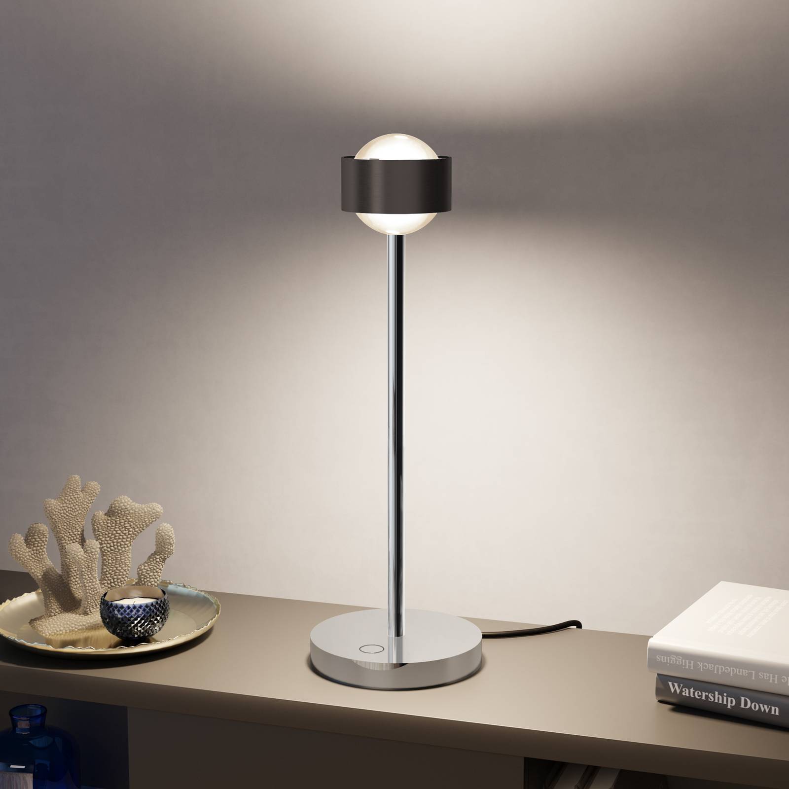 Puk! 80 Eye Table LED, Linsen matt, braun/chrom Puk! 80 Eye Table LED, Linsen matt, braun/chrom von Top Light