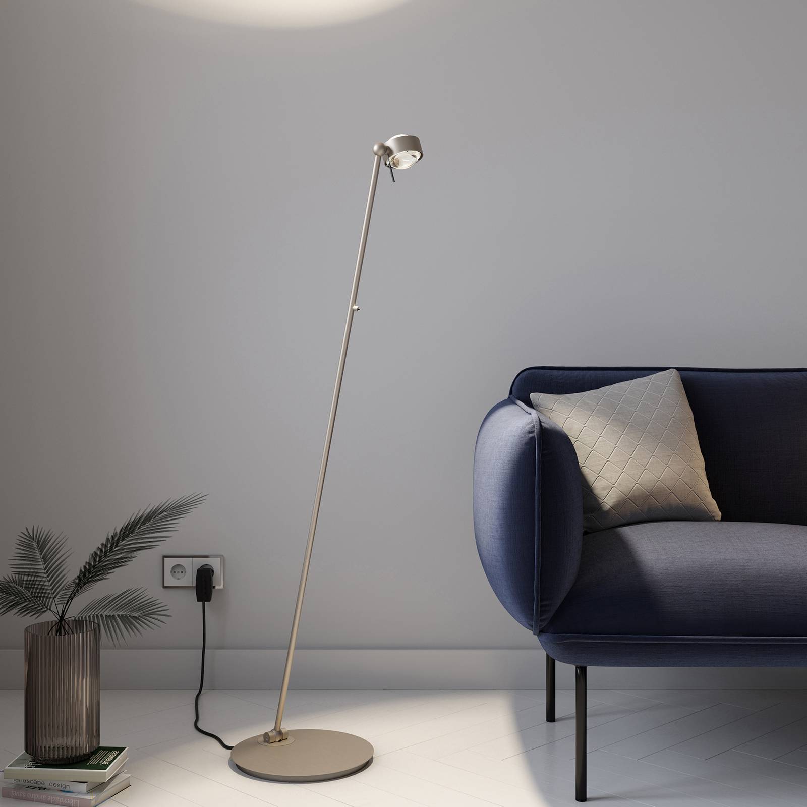 Puk Mini Floor Mini Single LED matt/klar, nickel Puk Mini Floor Mini Single LED matt/klar, nickel von Top Light