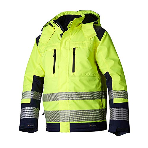 Top Swede 12001901206 Modell 120 Hi-Vis Wind und Wasserdichte Winterjacke, Gelb/Marine, Größe L von Top Swede