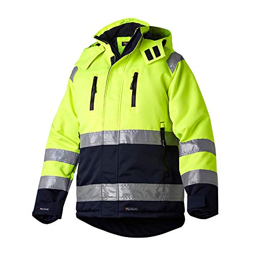 Top Swede 12202001204 Modell 122 Hi-Vis Wind und Wasserdichte Jacke, Gelb/Marine, Größe S von Top Swede