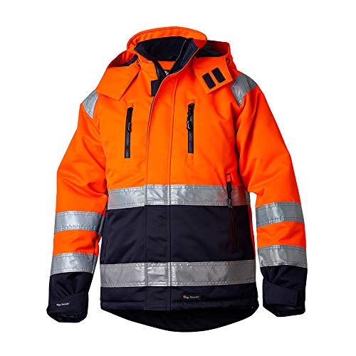 Top Swede 12202002204 Modell 122 Hi-Vis Wind und Wasserdichte Jacke, Orange/Marine, Größe S von Top Swede