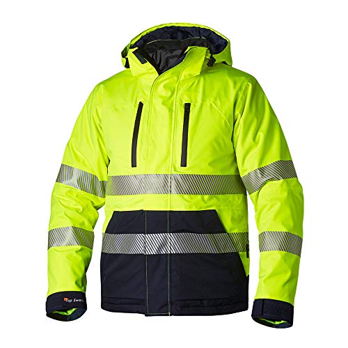 Top Swede 12702001203 Modell 127 Hi-Vis Wind und Wasserdichter 3-in-1 Jacke, Gelb/Marine, Größe XS von Top Swede