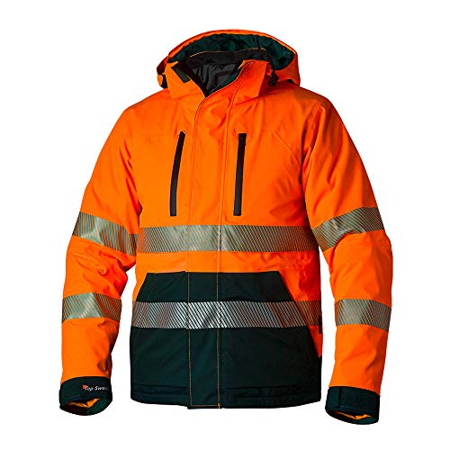 Top Swede 12702002203 Modell 127 Hi-Vis Wind und Wasserdichter 3-in-1 Jacke, Orange/Marine, Größe XS von Top Swede