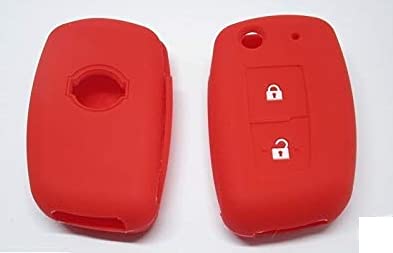 Schlüsselhülle kompatibel mit Nissan Juke Qashqai Note Micra Silikon 2 Tasten Schlüsselanhänger Weiche Schutzhülle Auto Fernbedienung 7 Farben (rot) von TopBest