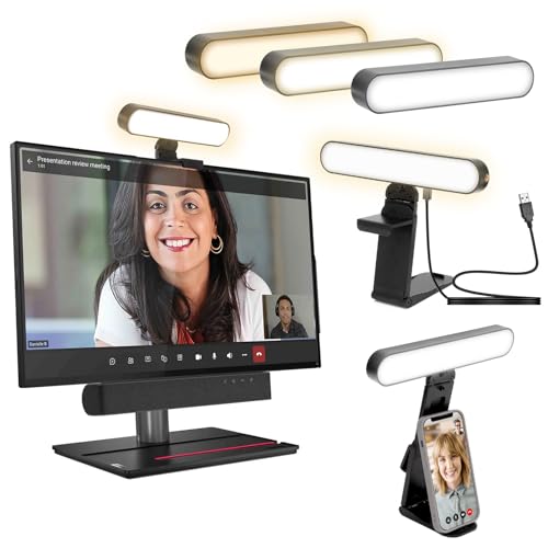 Videolicht LED,Webcam Licht,Streaming Licht mit 3000-6500K Farbtemperatur, 3 Lichtmodi mit Fernbedienung, Type-C - Ideal für Laptop, Computer, Tablet, Konferenzen, Videoaufnahmen (2) von TopDirect