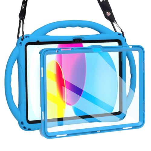 TOPESCT Kinder-Schutzhülle für iPad A16 11. / 10. Generation (2025/2022), 11 Zoll / 27,7 cm, aus kinderfreundlichem Silikon, mit integriertem Displayschutz, stoßfester Griff, Ständer für iPad 11. / von TopEsct