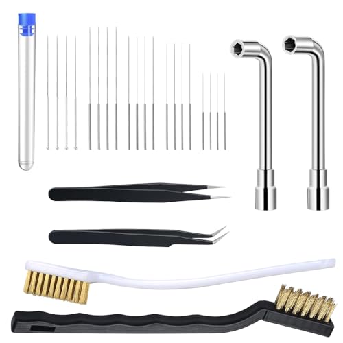 26 Stück 3D Drucker Düsen-Reinigungsset, 5 Größe 3D-Drucker Reinigungsnadeln L-förmiger Schraubenschlüssel Messing Drahtbürste Pinzette, Reinigungswerkzeug 26 Stück 3D Drucker Düsen-Reinigungsset, 5 Größe 3D-Drucker Reinigungsnadeln L-förmiger Schraubenschlüssel Messing Drahtbürste Pinzette, Reinigungswerkzeug von TopHomer