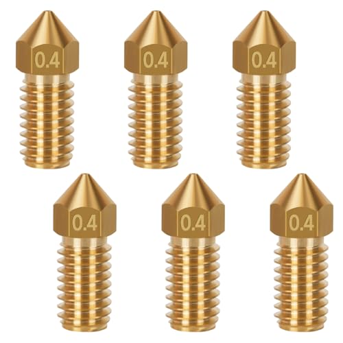 6 Stück 3D Drucker Düsen Set, Messing M6 Extruderdüsen Ersatzteile (0.4mm) von TopHomer