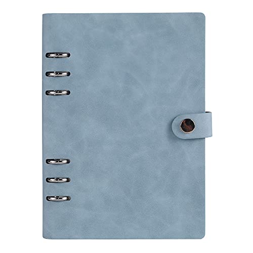 A5 Binder Notizbuch PU Leder 6 Ringe Loose Leaf Binder Tagebuch mit Nachfüllbarem Notizblock Reisetagebuch Konferenzordner Notizbuch Geschenke für Partner Blau von TopHomer