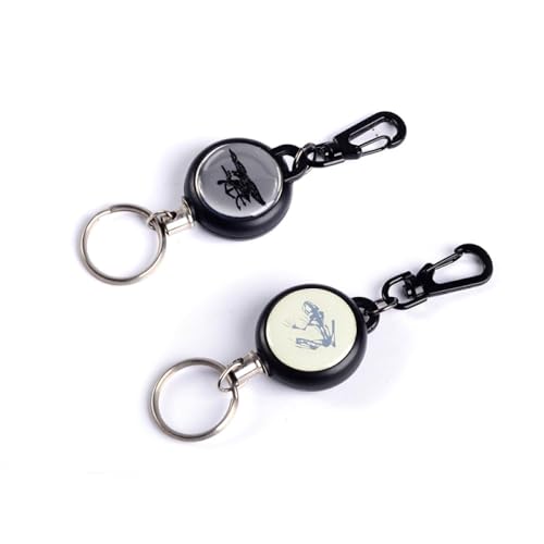 Ausziehbare Schlüsselanhänger, Anti-Verlust-Schlüsselseil mit hochbelastbarem Stahldraht und Metall-Clips-Ring für Rucksacktaschen, 2 Stück (Muster 4) von TopHomer