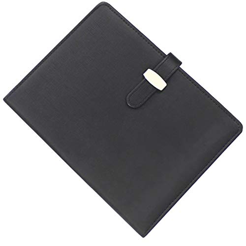 Binder-Notizbuch, lose Blätter, Notizblock, wiederverwendbar, nachfüllbar, Leder, Business-Meeting-Notizbuch, klassisch, liniert, mit Tasche und Stifthalter (B5, Schwarz) von TopHomer