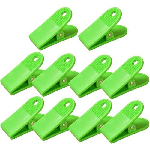 Büroklammern Kunststoff, 58mm Große Scharnier Klammern Briefklemmer, Bulldogge Binder Clips für Büros Küche Hause, 10er Pack GRüN von TopHomer