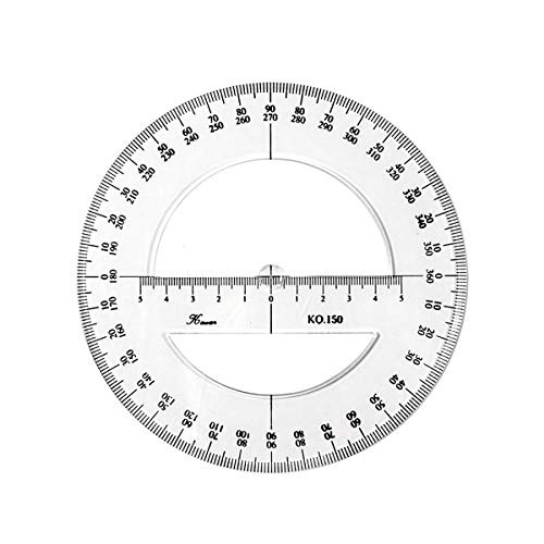 Kreis Winkelmesser 360 Grad Winkelmesser Lineal Mathe Geometrie Werkzeuge für Schule Klassenzimmer Büro Zeichnen Messgeräte, 15cm von TopHomer