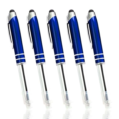 LED Kugelschreiber, 3 in 1 Stylus Pen mit Licht & Touchscreen Spitze, Multifunktionaler Kugelschreiber, Touchscreenstifte Schwarze Tinte für Business Office Meeting (Schwarz) von TopHomer