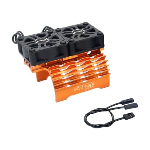 RC Motor Kühlung Lüfter, Aluminiumlegierung RC Dual Fan Bürstenlos Kühlkörper für 28/29mm Durchmesser Motor (Orange) von TopHomer