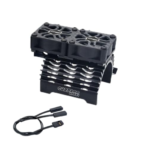 RC Motor Kühlung Lüfter, Aluminiumlegierung RC Dual Fan Bürstenlos Kühlkörper für 28/29mm Durchmesser Motor (Schwarz) von TopHomer