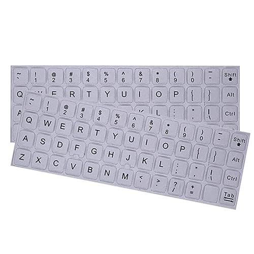 TopHomer 2 Stück Universelle Arabisch Tastaturaufkleber, Englisch Alphabet Tastatur Ersatz Aufkleber für Computer Laptop über 10 Zoll (Schwarz auf Silber) von TopHomer