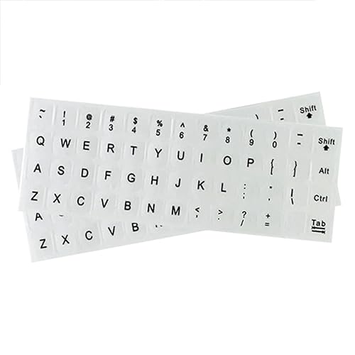 TopHomer 2 Stück Universelle Arabisch Tastaturaufkleber, Englisch Alphabet Tastatur Ersatz Aufkleber für Computer Laptop über 10 Zoll (Schwarz auf Weiß) von TopHomer