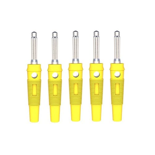 TopHomer 5 Stück Bananenstecker, 4 mm Hochstrom Vernickelte Kupferstecker lötfrei Bananenstecker Adapter (Gelb) von TopHomer