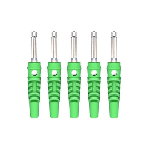 TopHomer 5 Stück Bananenstecker, 4 mm Hochstrom Vernickeltes Kupfer Stecker lötfrei Bananenstecker Adapter (Grün) von TopHomer