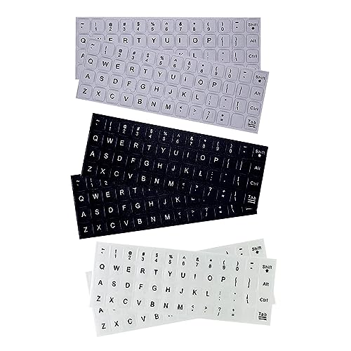 TopHomer 6 Stück Universelle Arabisch Tastaturaufkleber, Englisch Alphabet Tastatur Ersatz Aufkleber für Computer Laptop über 10 Zoll (3 Farben) von TopHomer