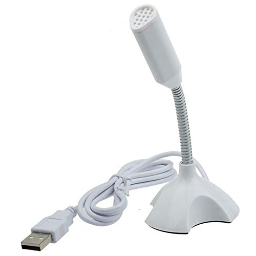 TopHomer USB Mikrofon, Mini PC Standmikrofon mit 360 Grad Drehbar Ständer für PC, Laptop, Podcast, Streaming, Gaming, Aufzeichnung (Weiß) von TopHomer