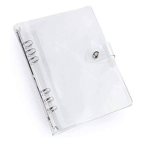 TopHomer Transparenter weicher PVC-Bindereinband, 6 Ringe, wasserdicht, lose Blätter, persönlicher Planer, Ordner, nachfüllbar für Notizbuch, Tagebuch, Büro, Zuhause, Schule (A5) von TopHomer