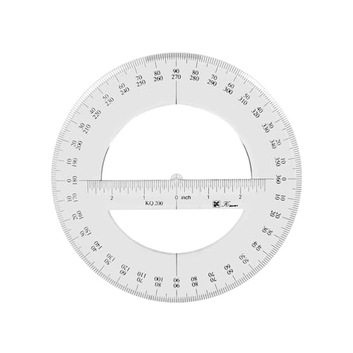 Winkelmesser, rund, 20 cm, 360 Grad Kunststoff-Messwerkzeuge, Mathematik, organischer Halbkreis, Winkelmesser, Zeichenvorlage, Design-Werkzeuglineal von TopHomer