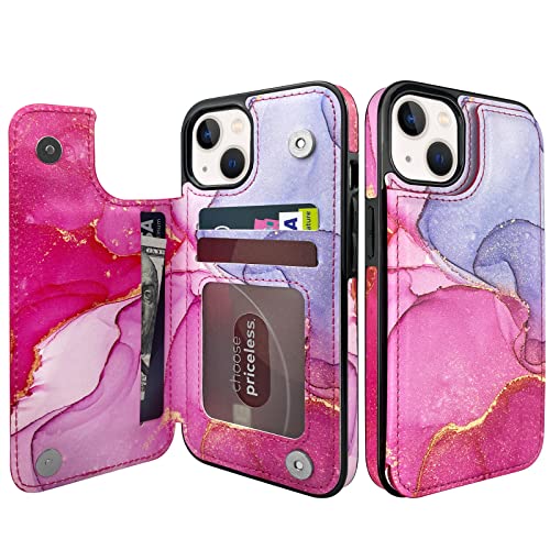TopPerfekt Flip Leder iPhone 13 Hülle mit Kartenhalter kompatibel mit iPhone 13 6.1" Frauen und Mädchen mit Portemonnaie Ständer Doppelter Magnetverschluss Lila Rosa Marmormuster TopPerfekt Flip Leder iPhone 13 Hülle mit Kartenhalter kompatibel mit iPhone 13 6.1" Frauen und Mädchen mit Portemonnaie Ständer Doppelter Magnetverschluss Lila Rosa Marmormuster von TopPerfekt