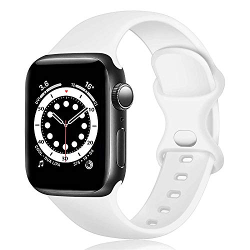 TopPerfekt Silikon Armband kompatibel mit Apple Watch 38mm 40mm 41mm, Ersatz Silikon Sport Armbänder für iWatch Serie 8 7 6 5 4 3 2 1 SE weiß von TopPerfekt