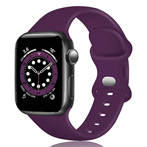 TopPerfekt Silikon-Armband kompatibel mit Apple Watch Armband 38 mm 40 mm 41 mm, Silikon-Ersatzarmband für iWatch Serie 7 6 5 4 3 2 1 SE (38mm/40mm/41mm-S/M, deep purple) von TopPerfekt