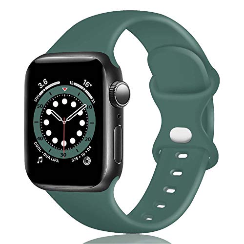 TopPerfekt Silikon-Armband kompatibel mit Apple Watch Armband 38 mm 40 mm 41 mm, Silikon-Ersatzarmband für iWatch Serie 7 6 5 4 3 2 1 SE (38mm/40mm/41mm-S/M, olivgrün) von TopPerfekt