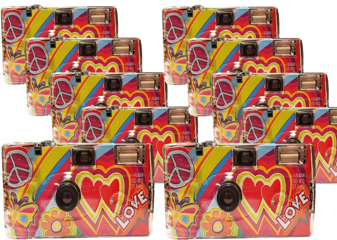TopShot 10x Einwegkamera Sonderposten Love Kult bunt (Rainbow) MHD 03.2026 Einwegkamera von TopShot