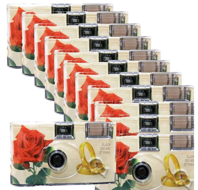 TopShot 12 x Einwegkamera Sonderposten Hochzeit Rosen + Ringe MHD 10.2025 Einwegkamera von TopShot