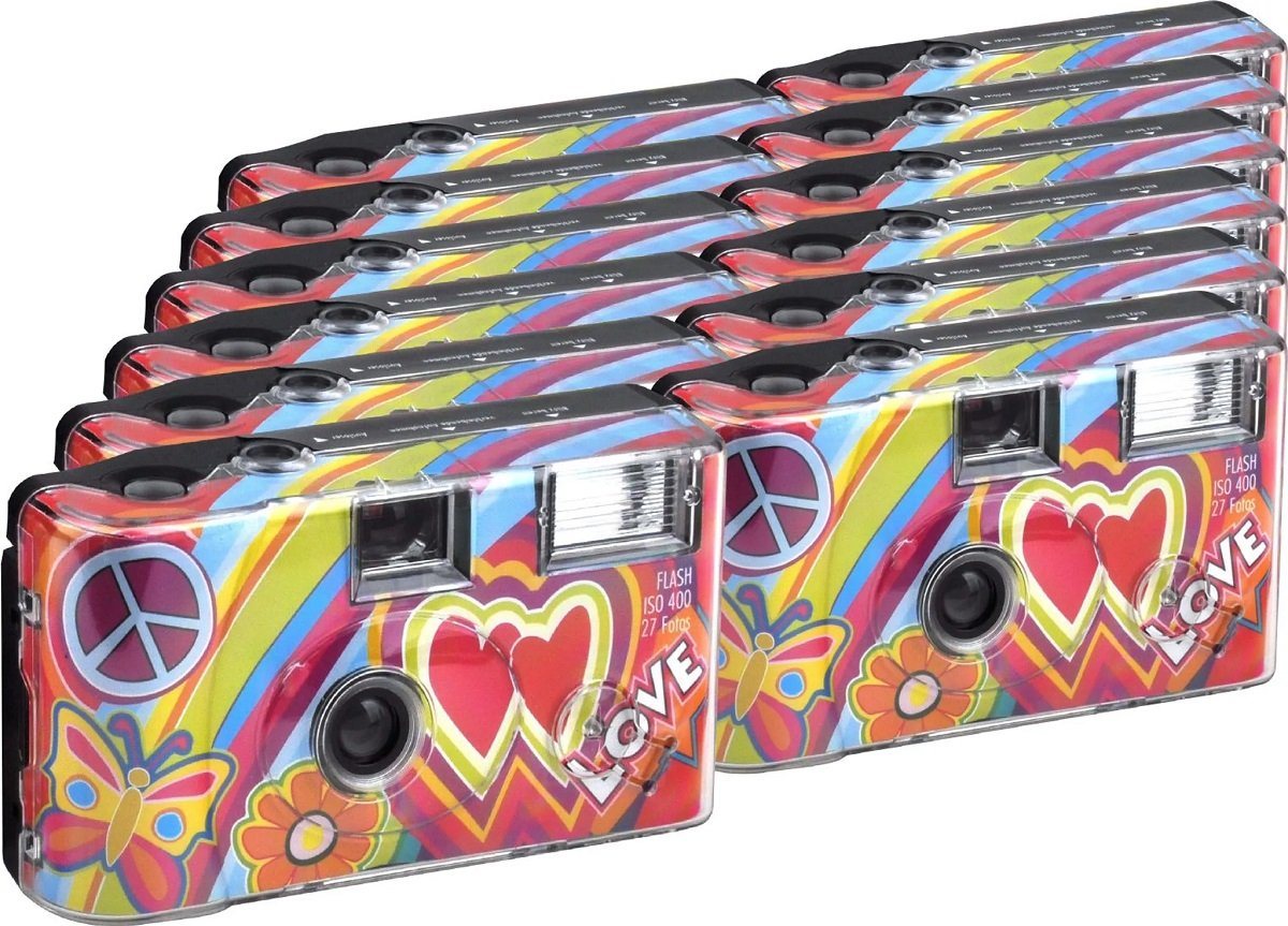 TopShot 12x Einwegkamera Sonderposten Love Kult bunt (Rainbow) MHD 03.2026 Einwegkamera von TopShot