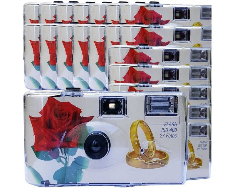 TopShot 20 x Einwegkamera Sonderposten Hochzeit Rosen + Ringe MHD 10.2025 Einwegkamera von TopShot