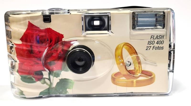 TopShot 4 x Einwegkamera Sonderposten Hochzeit Rosen + Ringe MHD 10.2025 Einwegkamera von TopShot