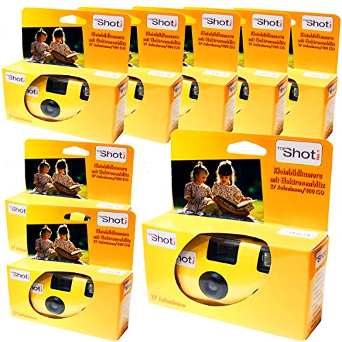 TopShot 400 Einwegkamera mit eingebautem Blitz (Paket mit 8 Kamera, 27 Bilder) von TopShot