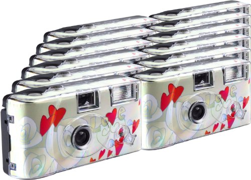 TopShot Flying Hearts Einwegkamera / Hochzeitskamera (27 Fotos, Blitz, 12-er Pack) von TopShot