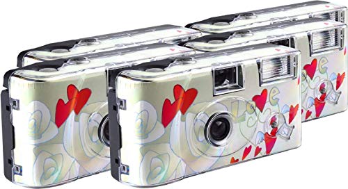 TopShot Flying Hearts Einwegkamera / Hochzeitskamera (27 Fotos, Blitz, 5-er Pack) von TopShot