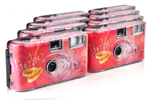 TopShot Love Hearts Einwegkamera (27 Fotos, Blitz, 8-er Pack) von TopShot